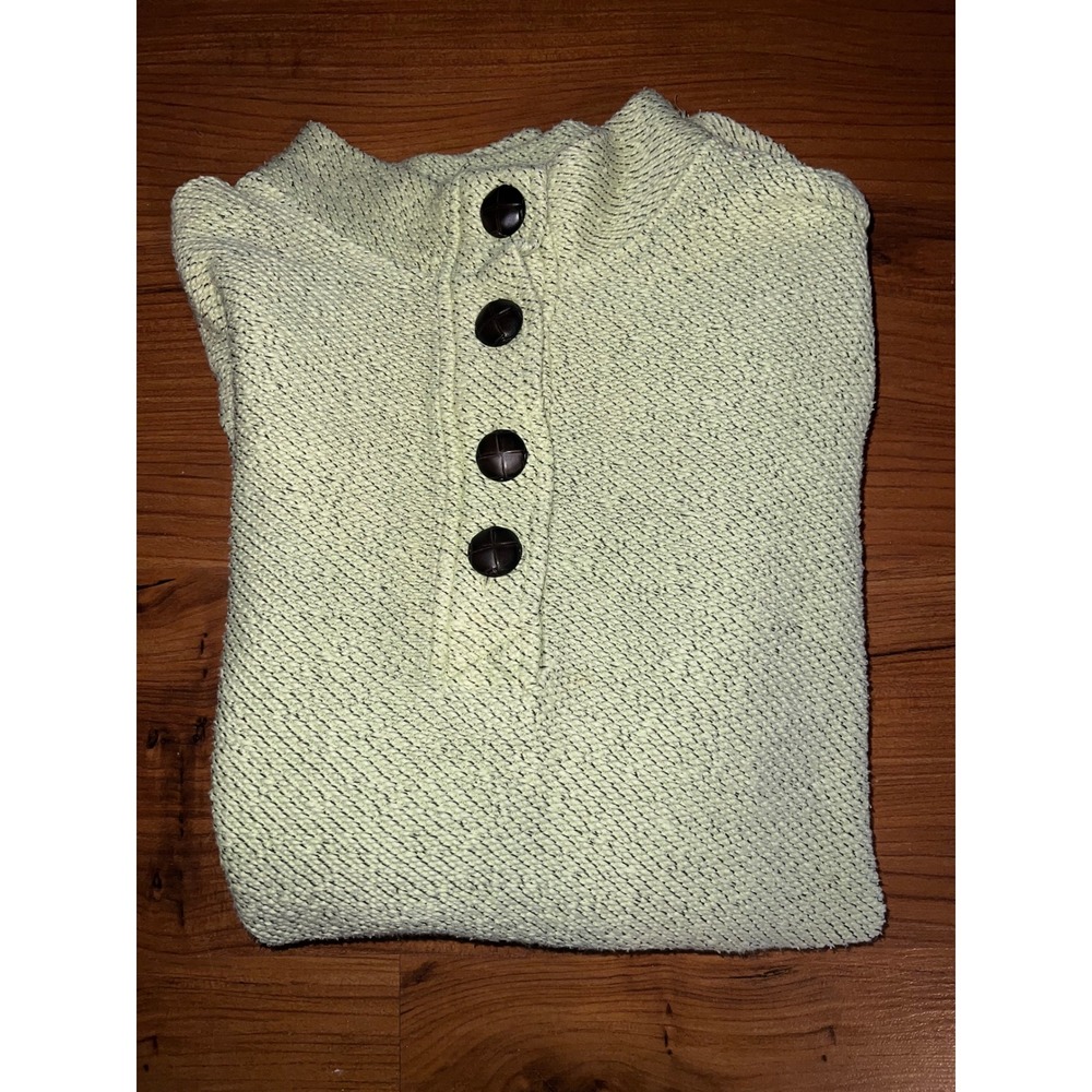 Soft Surroundings Lime Green Marl Button Mock Neck Tunic Sweater Large - Picture 4 of 8